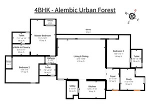 Floor Plan in 3.5 BHK Apartment at Alchemy Urban Forest, Whitefield – for Sale
