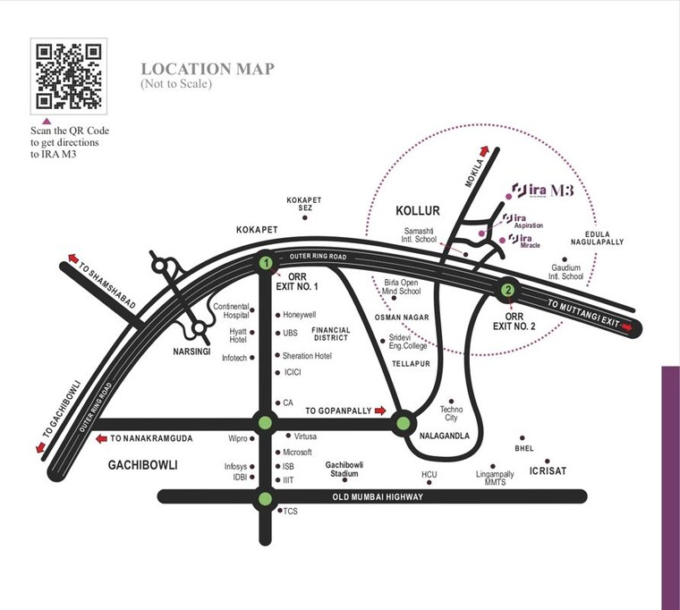 Map Location, ira-m3 2.5 Bedroom 1105 Sq.Ft. Apartment In Kollur Hyderabad 10089168