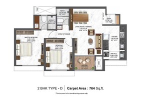 Floor Plan in 2 BHK Apartment at Krisala Everlyn, Darumbre – for Sale