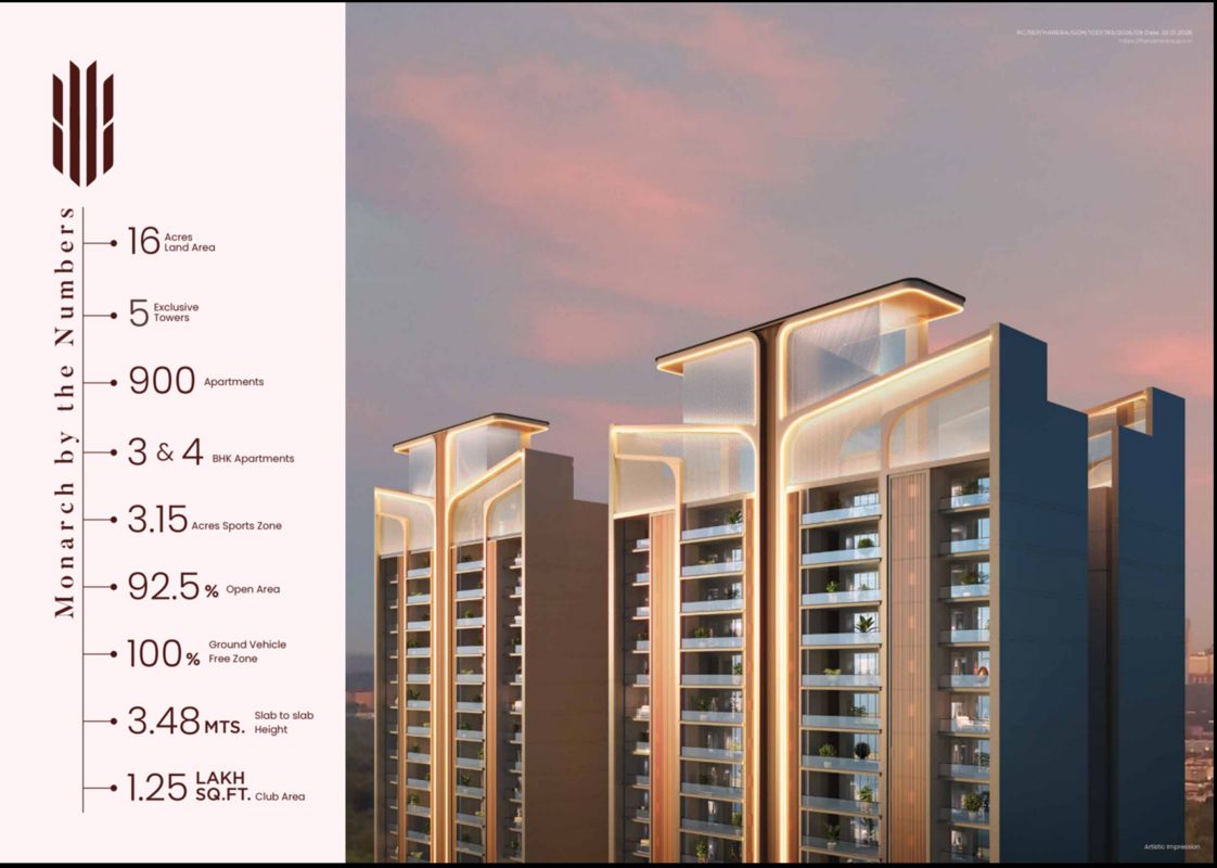 4 BHK + Pooja Room,Servant Room Apartment For Sale in Suncity Monarch Residences