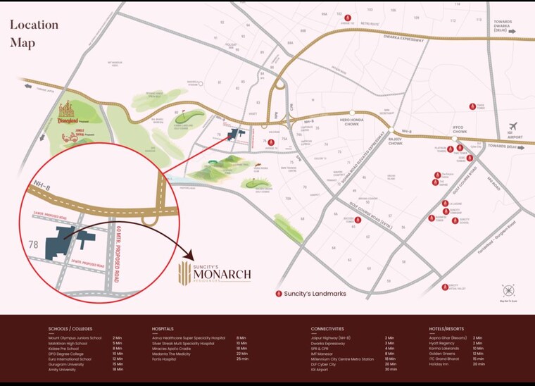 Map Location, suncity-monarch-residences 3.5 Bedroom 2350 Sq.Ft. Apartment In Sector 78 Gurgaon 10096339