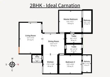 Floor Plan in 2 BHK Apartment at Thanisandra – for Sale