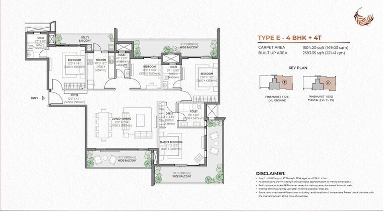 Floor Plan, eldeco-fairway-reserve 4 Bedroom 2978 Sq.Ft. Apartment In Sector 80 Gurgaon 10096415