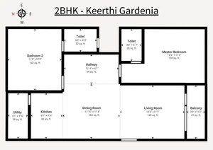 Floor Plan in 2 BHK Apartment at Keerthi Gardenia, Thubarahalli – for Sale