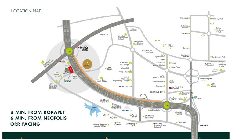 Map Location, anvita-ivana 3 Bedroom 2580 Sq.Ft. Apartment In Kollur Hyderabad 10096706