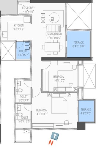 Floor Plan in 3 BHK Apartment at Ganga Nakshatra, Bibwewadi – for Sale