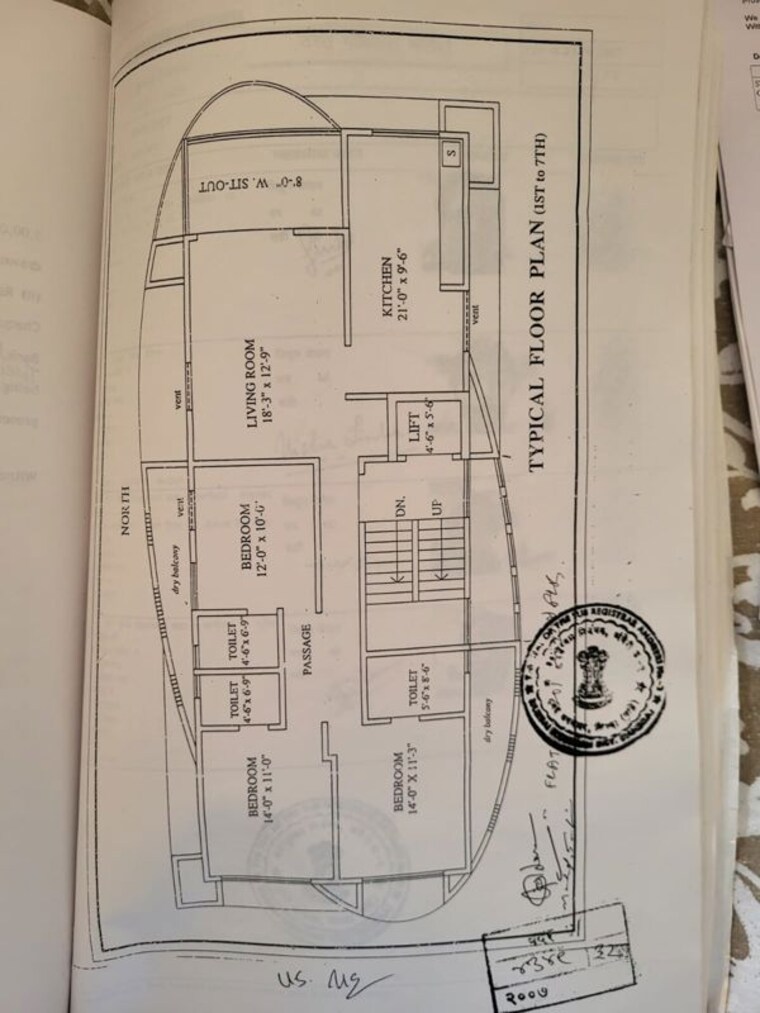 Floor Plan, grand-paradise 3 Bedroom 1400 Sq.Ft. Apartment In Pali Hill Mumbai 10097578