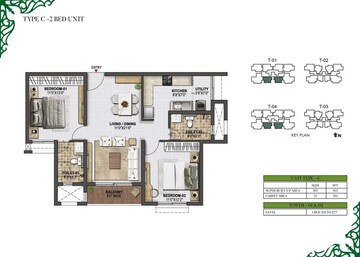 Floor Plan in 2 BHK Apartment at Prestige Green Gables, Panathur – for Rent