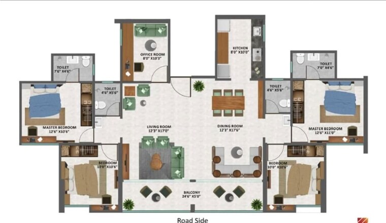 Floor Plan, kumar-primeview 4 Bedroom 1413 Sq.Ft. Apartment In Hadapsar Pune 10099689