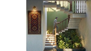 Staircase in 3 BHK Villa at Gonikoppal – for Sale