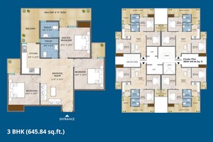 Floor Plan in 3 BHK Apartment at Adore Samriddhi, Sector 89 – for Sale