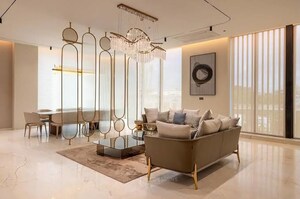 Living Room in 4 BHK Apartment at SAS Crown, Kokapet – for Sale