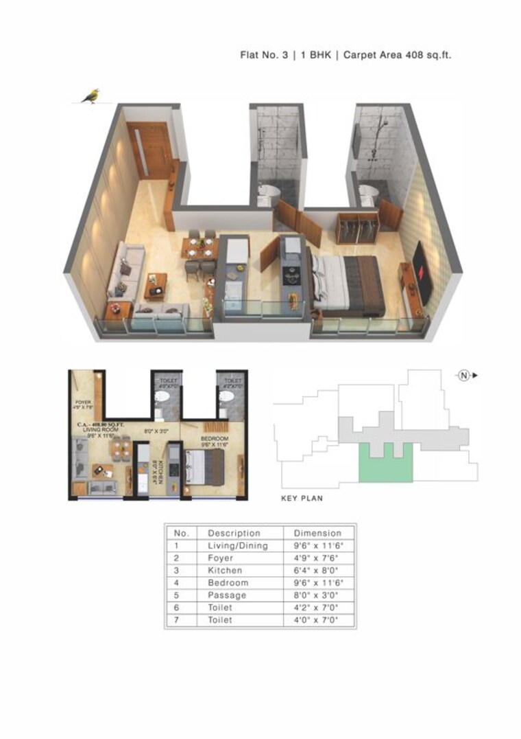 Floor Plan, kandivali west 1 Bedroom 447 Sq.Ft. Apartment In Kandivali West Mumbai 10102402