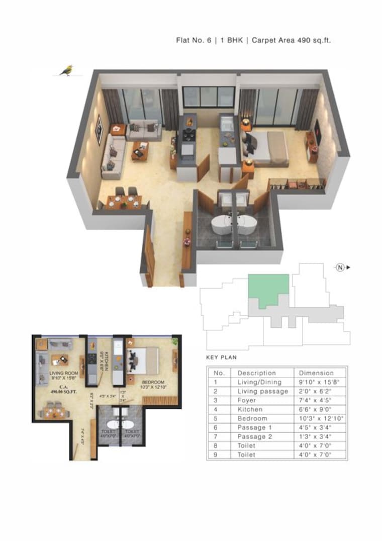 Floor Plan, kandivali west 2 Bedroom 596 Sq.Ft. Apartment In Kandivali West Mumbai 10102421