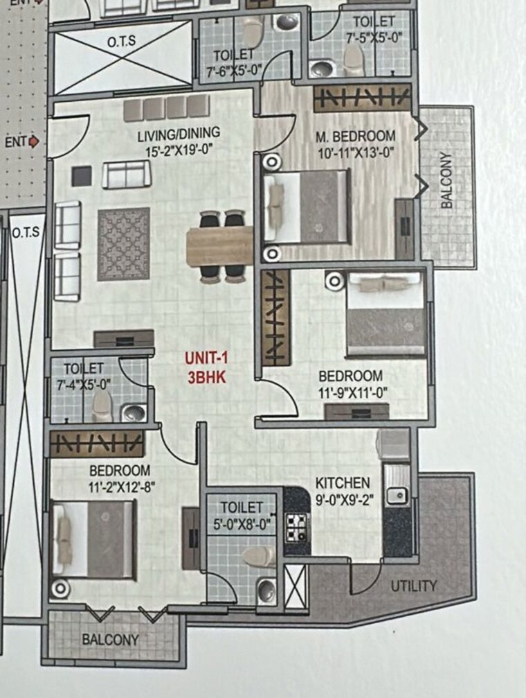 Floor Plan, amigo-regency 3 Bedroom 1495 Sq.Ft. Apartment In Horamavu Bangalore 10102518