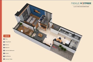 Floor Plan in 1 BHK Apartment at Nexus Westpride, Punawale – for Rent