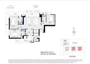 Floor Plan in 3.5 BHK Apartment at BPTP Downtown 66, Sector 66 – for Sale