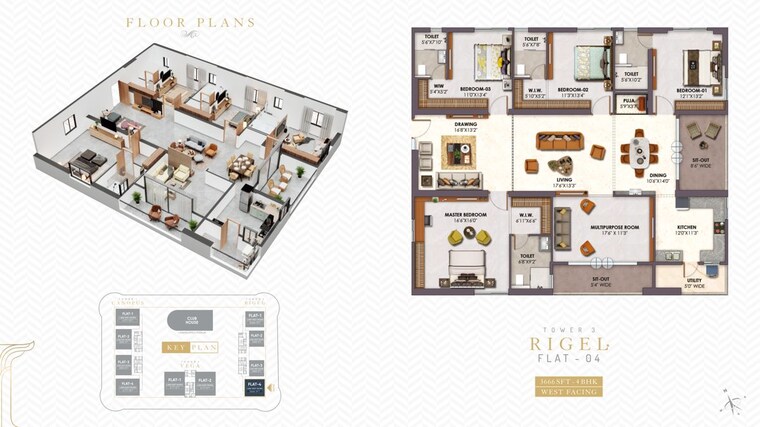 Floor Plan, the-trilight 3 Bedroom 2888 Sq.Ft. Apartment In Kokapet Hyderabad 10103510