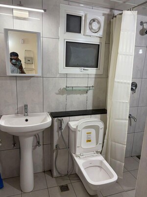 Bathroom in 3 BHK Apartment at Mantri Lithos, Thanisandra – for Rent