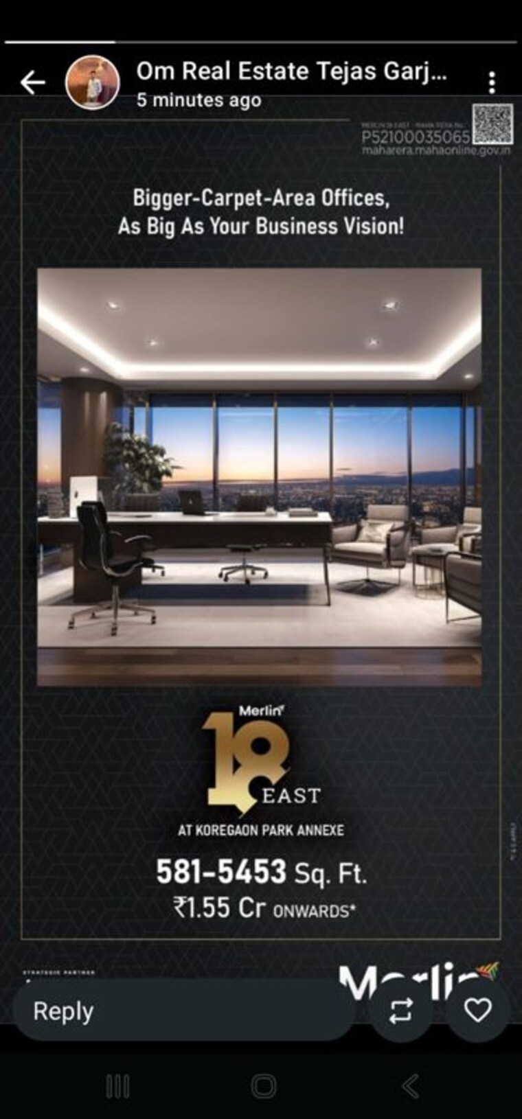 Floor Plan, merlin-18-east Commercial Office Space 1407 Sq.Ft. In Koregaon Park Annexe Pune 10108260