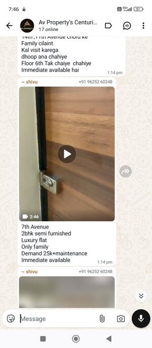 Furnished Amenities in 2 BHK Apartment at Gaur City 7th Avenue, Sector 4 Greater Noida – for Rent