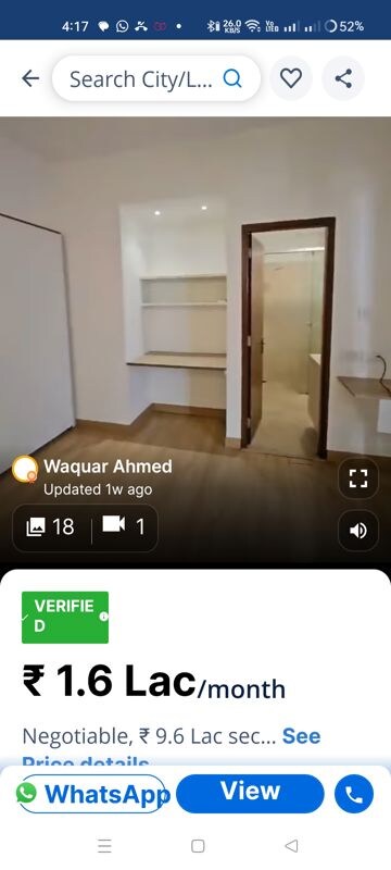 Furnished Amenities in 2 BHK Builder Floor at Rt Nagar – for Rent