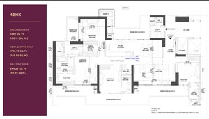 Floor Plan in 4 BHK Apartment at Adani The Marq, Sector 102a – for Sale