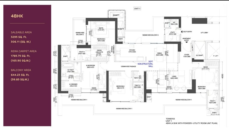 Floor Plan, adani-the-marq 4 Bedroom 3295 Sq.Ft. Apartment In Sector 102a Gurgaon 10110230