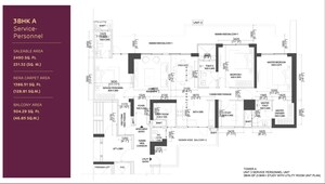 Floor Plan in 3 BHK Apartment at Adani The Marq, Sector 102a – for Sale
