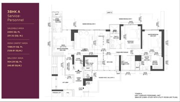 Floor Plan in 3 BHK Apartment at Adani The Marq, Sector 102a – for Sale