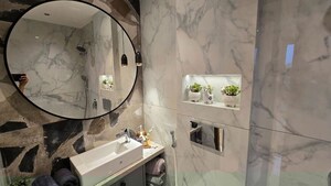 Bathroom in 4 BHK Apartment at Hubtown 25 South, Prabhadevi – for Rent