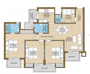 Floor Plan in 3.5 BHK Apartment at ATS Happy Trails, Sector 10 Greater Noida – for Sale