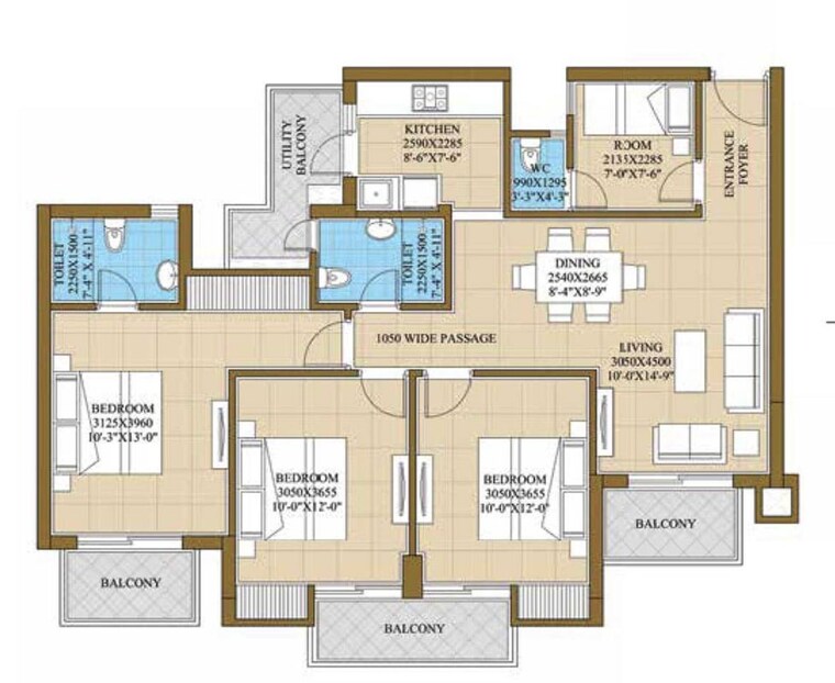 Floor Plan, ats-happy-trails 3.5 Bedroom 1385 Sq.Ft. Apartment In Sector 10 Greater Noida Greater Noida 10110842