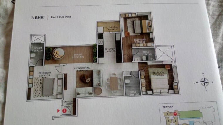 Floor Plan, f5-mount-unique 3 Bedroom 1400 Sq.Ft. Apartment In Baner Pune 10110943
