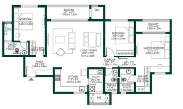 Floor Plan in 3 BHK Apartment at Godrej Woodscapes, Budigere Cross – for Sale