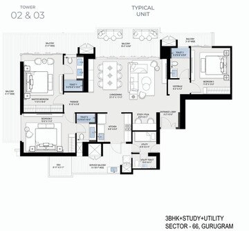 Floor Plan in 3.5 BHK Apartment at BPTP Downtown 66, Sector 66 – for Sale