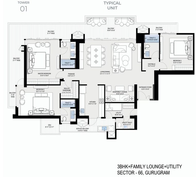 Floor Plan, bptp-downtown-66 3.5 Bedroom 2930 Sq.Ft. Apartment In Sector 66 Gurgaon 10115595