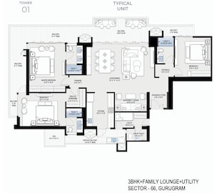 Floor Plan in 3.5 BHK Apartment at BPTP Downtown 66, Sector 66 – for Sale