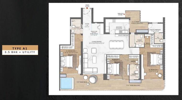Floor Plan, smart-world-the-edition 3.5 Bedroom 3005 Sq.Ft. Apartment In Sector 66 Gurgaon 10116496