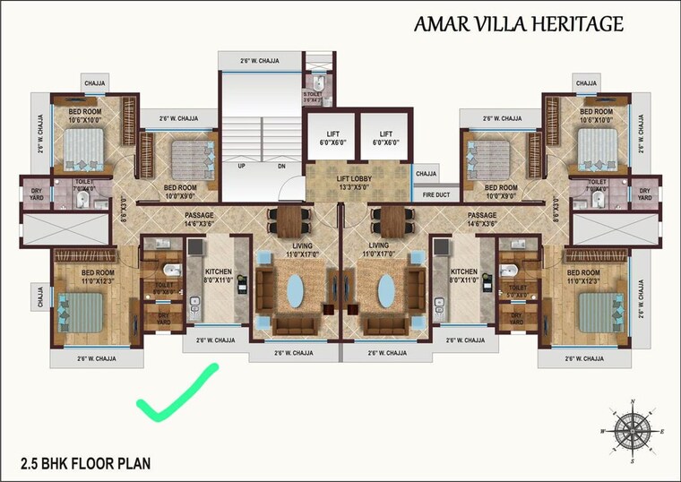Floor Plan, chembur 2.5 Bedroom 800 Sq.Ft. Apartment In Chembur Mumbai 10117024