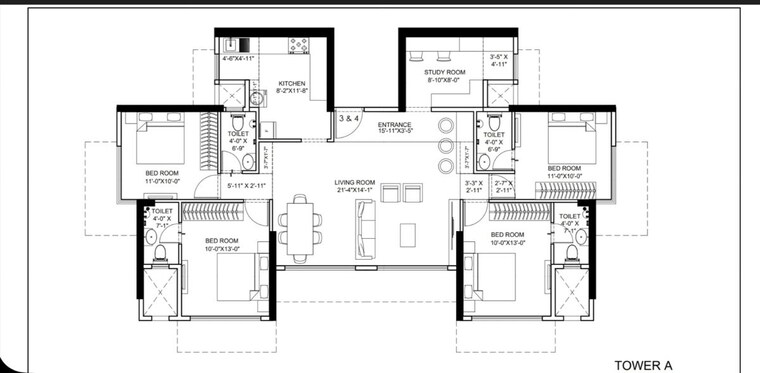 Floor Plan, chandak-34-park-estate 4 Bedroom 1250 Sq.Ft. Apartment In Goregaon West Mumbai 10117704