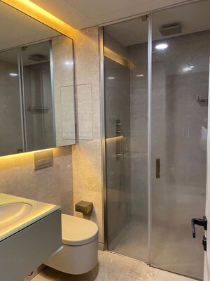 Bathroom in 3 BHK Apartment at Lodha World Crest, Worli – for Rent