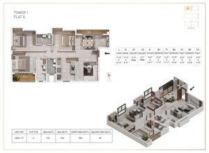 Floor Plan in 3 BHK Apartment at Rajarhat – for Sale