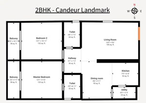 Floor Plan in 2 BHK Apartment at Candeur Landmark, Varthur – for Sale