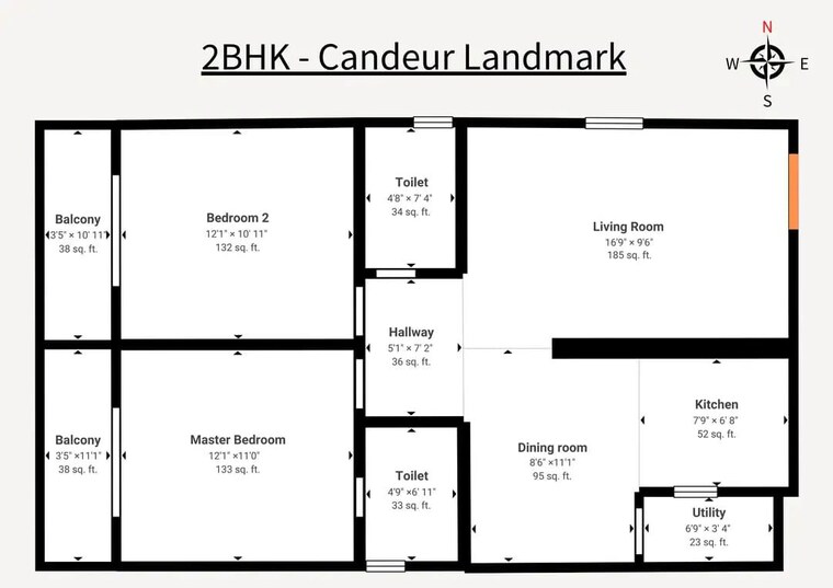 Floor Plan, candeur-landmark 2 Bedroom 1205 Sq.Ft. Apartment In Varthur Bangalore 10129159