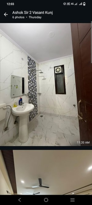 Bathroom in 1 BHK Builder Floor at Vasant Kunj – for Rent