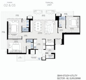 Floor Plan in 3.5 BHK Apartment at BPTP Downtown 66, Sector 66 – for Sale