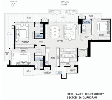 Floor Plan in 3.5 BHK Apartment at BPTP Downtown 66, Sector 66 – for Sale