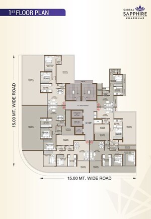 Floor Plan in 2 BHK Apartment at Giriraj Sapphire, Kharghar Sector 35e – for Sale