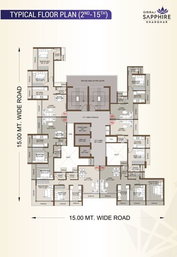 Floor Plan in 2 BHK Apartment at Giriraj Sapphire, Kharghar Sector 35e – for Sale
